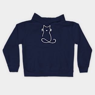 Kitty Outline White Kids Hoodie